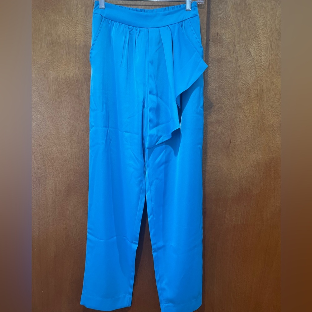 NWT HINT OF GLAMOUR THE DROP CYAN BLUE DRESS PANTS